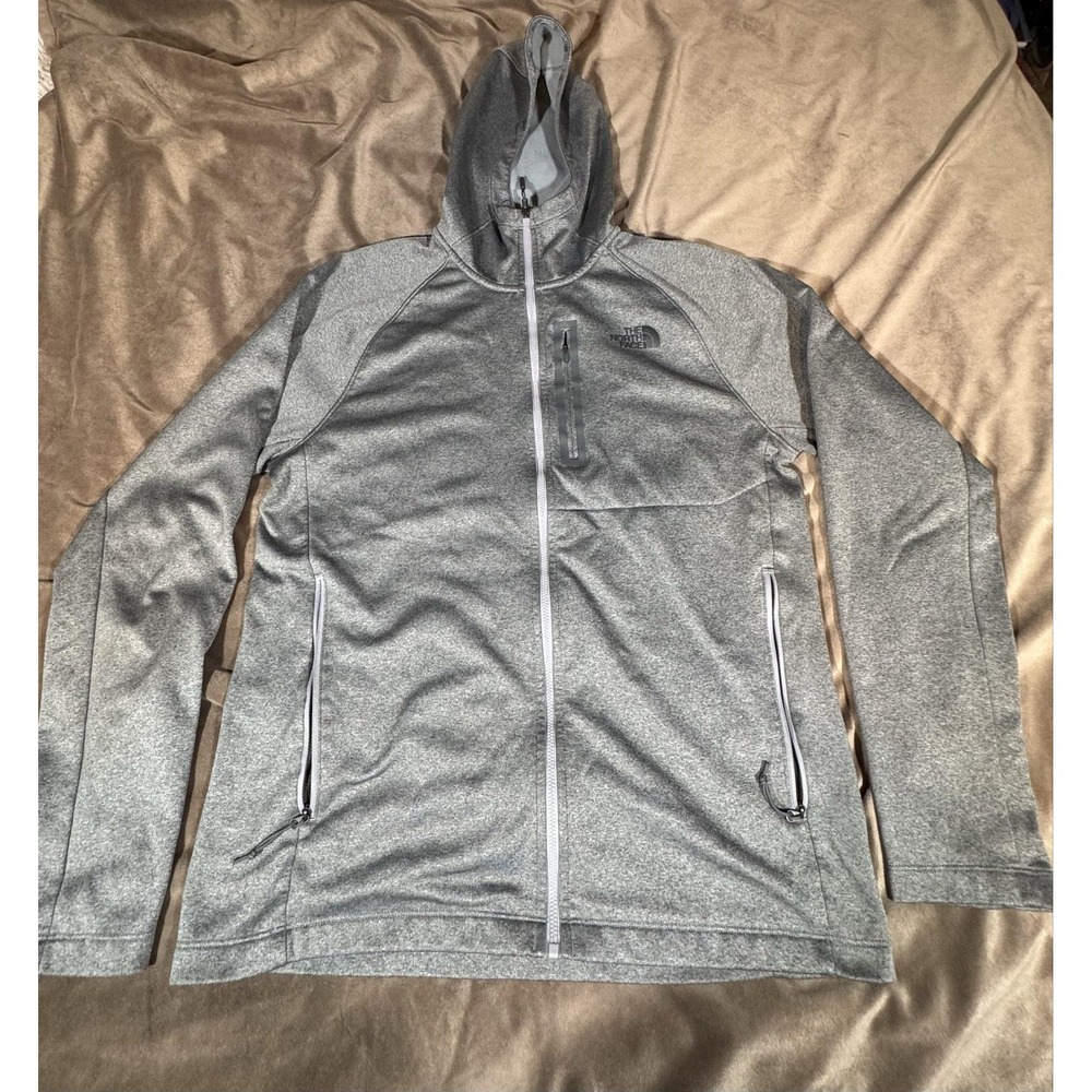 The North Face Jacket Mens Large Gray Hooded Softshell Full Zip Hiking NF0A2VDP